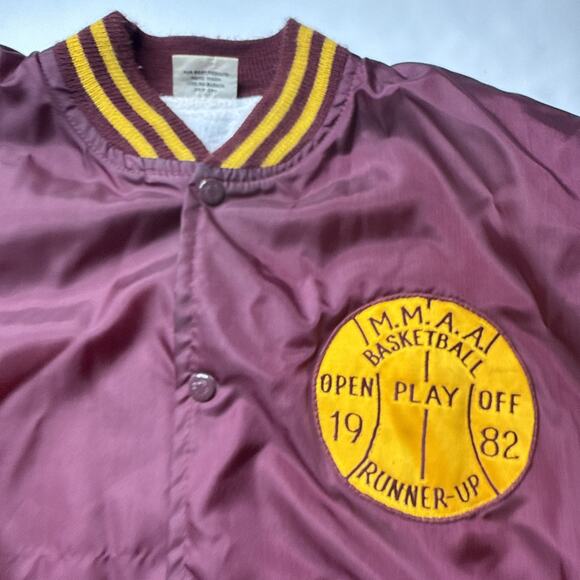 Vtg Birdie Satin Jacket Men Sz XL MMAA Basketball 1982 Runner Up Maroon MN - Picture 1 of 14